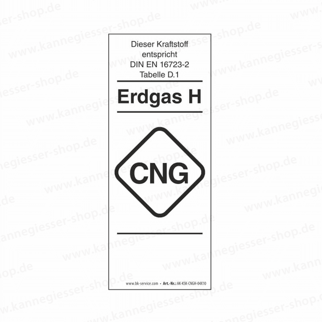 10er-Set Aufkleber - Kraftstoffkennzeichnung CNG Erdgas Gruppe H (DIN EN 16723-2)
