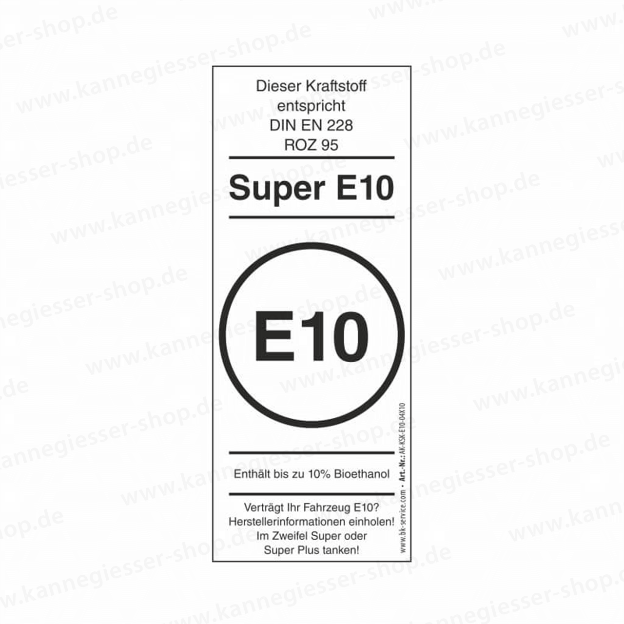 10er-Set Aufkleber - Kraftstoffkennzeichnung Super E10 (DIN EN 228)