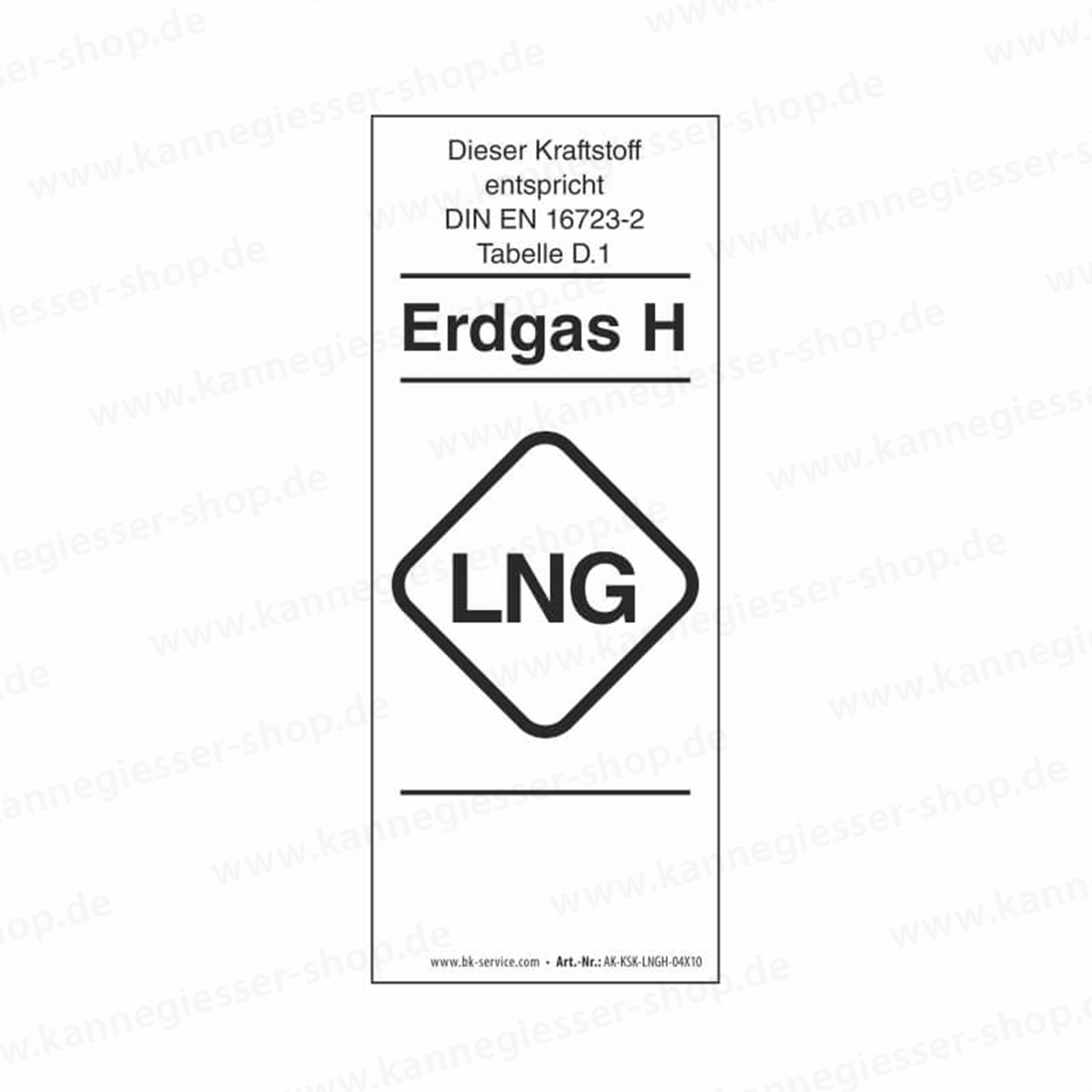 10er-Set Aufkleber - Kraftstoffkennzeichnung LNG Erdgas Gruppe H (DIN EN 16723-2)